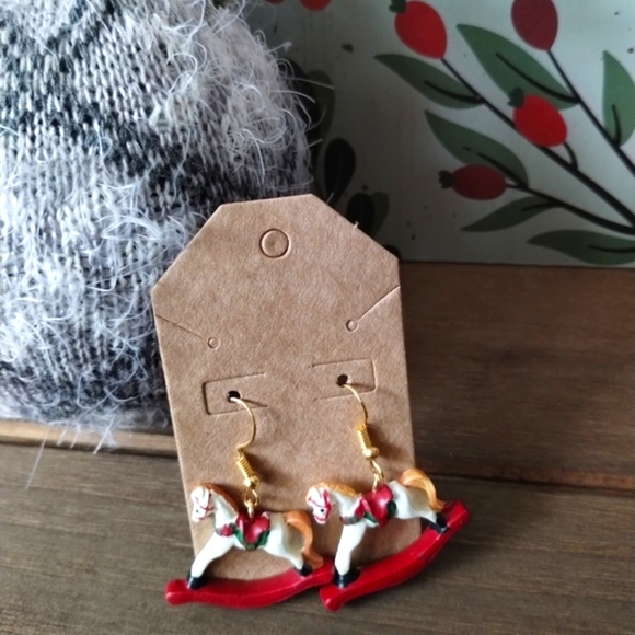 New Christmas Rocking Horse Earrings - Picture 3 of 16